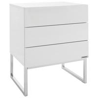 SZAFKA NOCNA NOLA 4 - biały/kolor chromowy, Design, materiał drewnopochodny/metal (50/60/40cm) - Livetastic