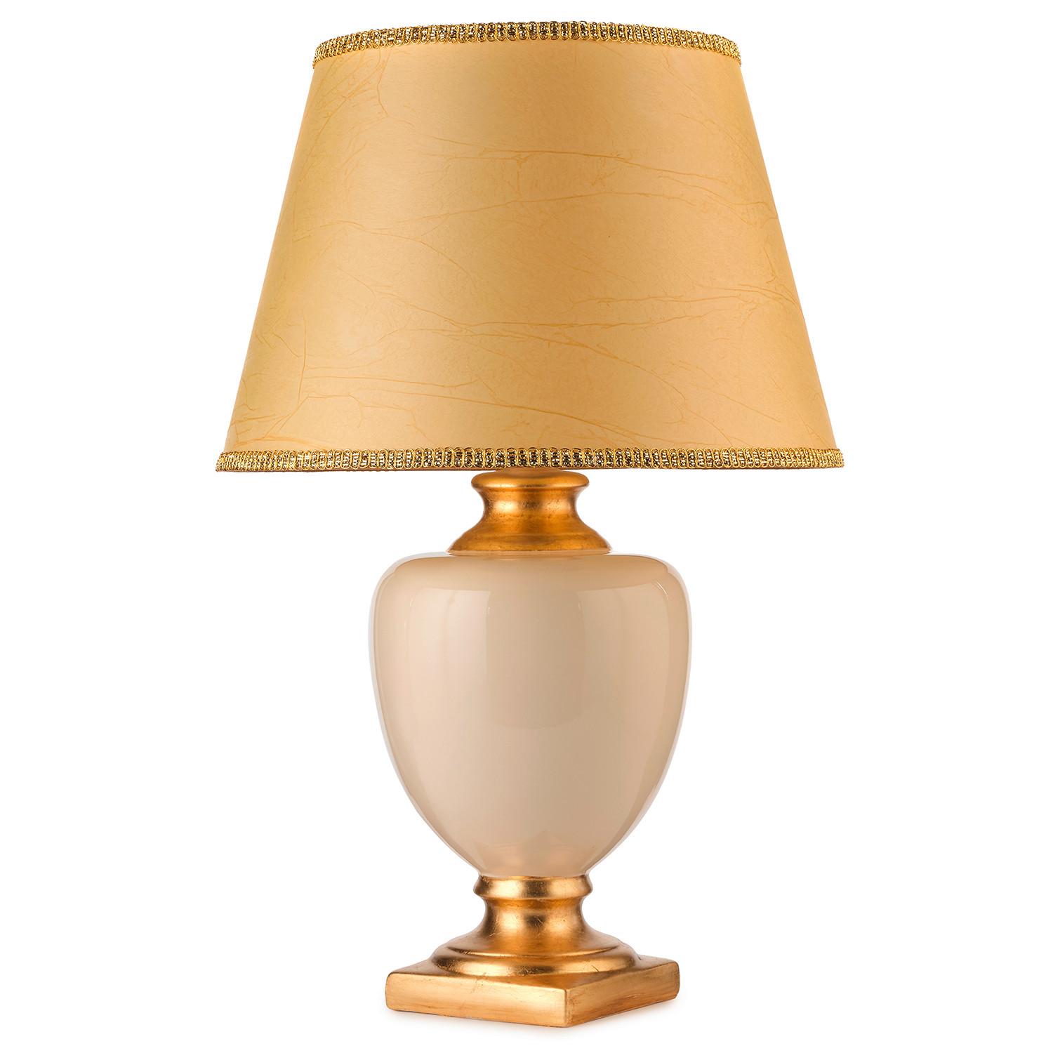 Tischleuchte Mozart Weiß/Gold/Braun max. 22 W - Hellbraun/Goldfarben, KONVENTIONELL, Keramik/Textil (45/45/75cm)