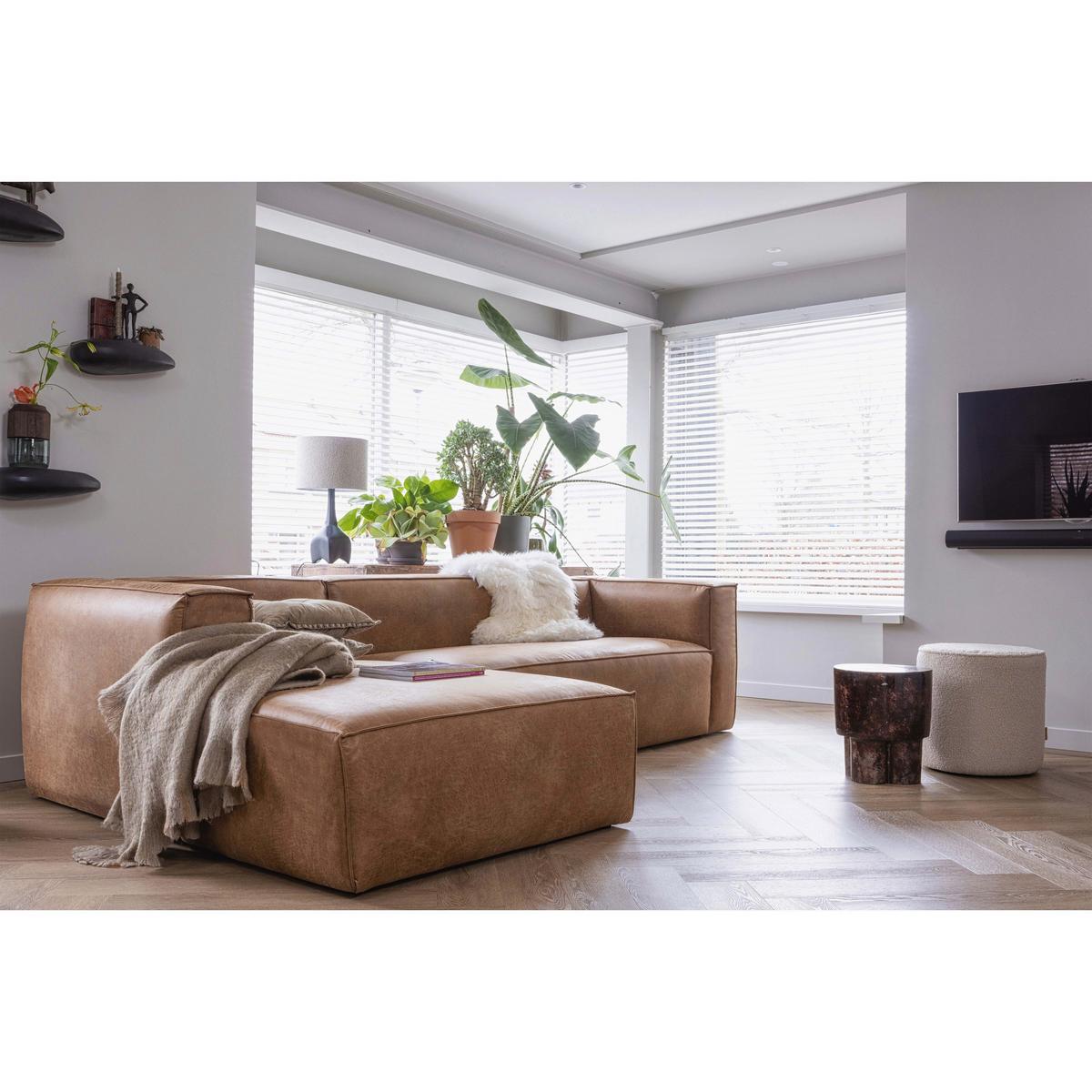 ECKSOFA Bean Cognac S: 175x305cm - Cognac/Schwarz, Design, Leder/Kunststoff (175/305cm) - Livetastic