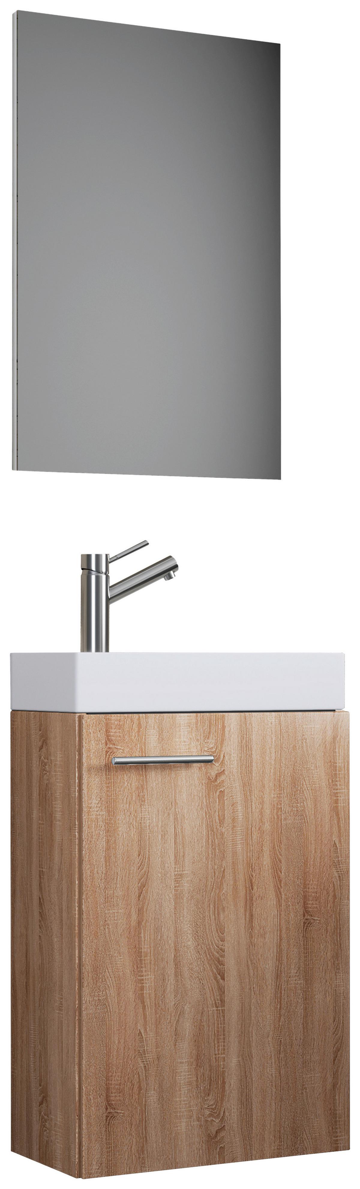 Gästebad Slito 3-tlg. ca. 41 cm  Sonoma Eiche - Weiß/Sonoma Eiche, KONVENTIONELL, Keramik/Holzwerkstoff (41cm) - MID.YOU