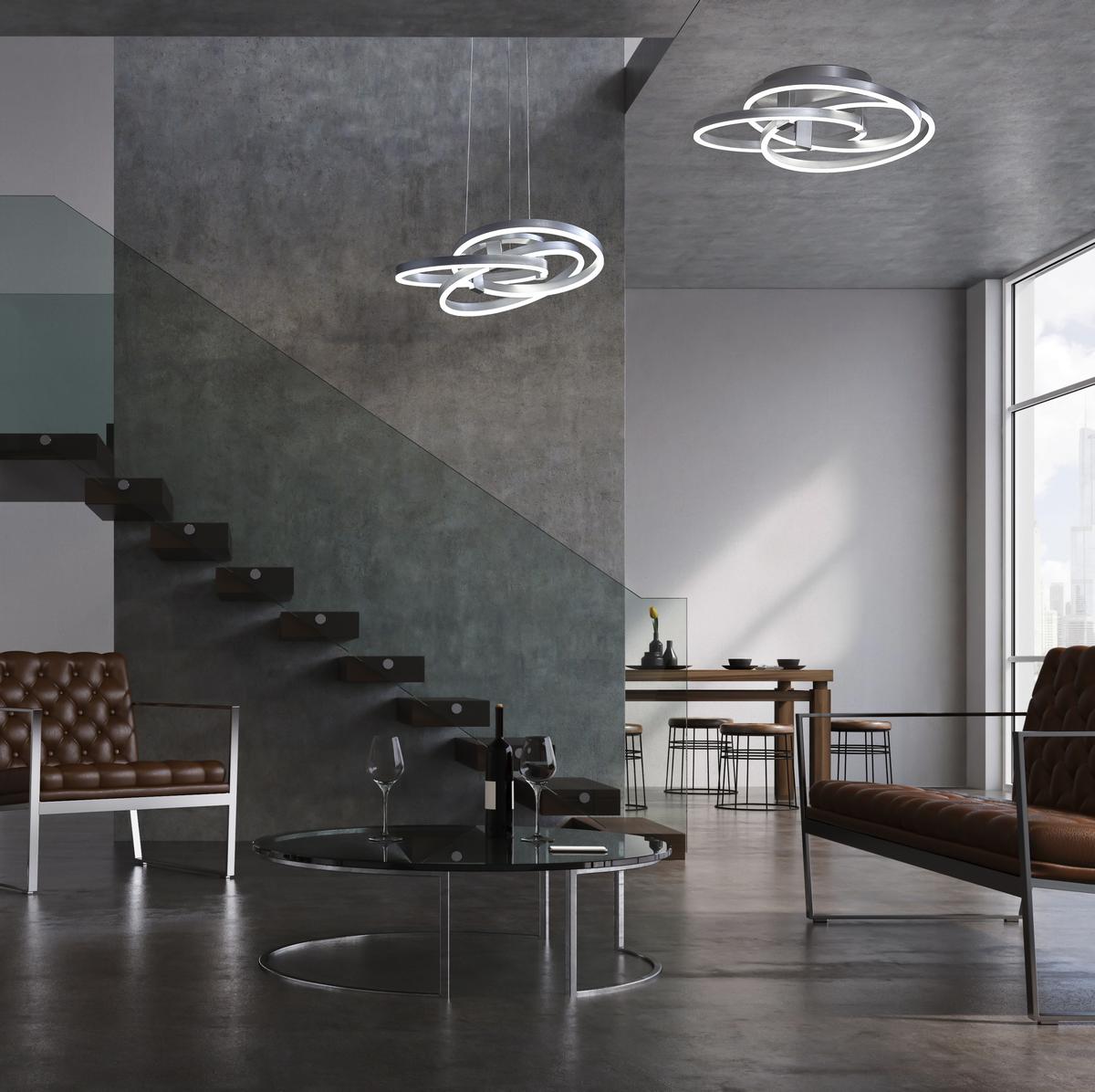 LAMPA SUFITOWA LED 1356260 - kolor aluminiowy, Design, tworzywo sztuczne/metal (55/18cm) - Näve