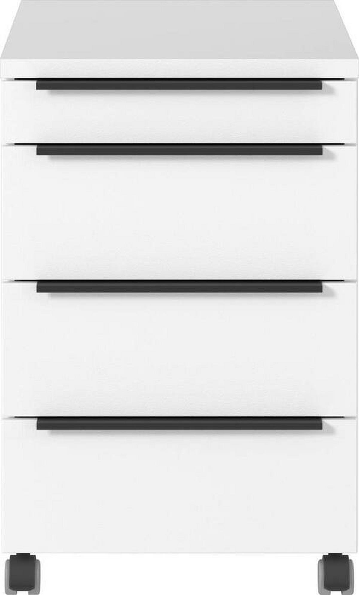 Rollcontainer Ribera Weiss - Weiss/Schwarz, Modern, Holzwerkstoff/Kunststoff (42/63/60cm) - Premium Living
