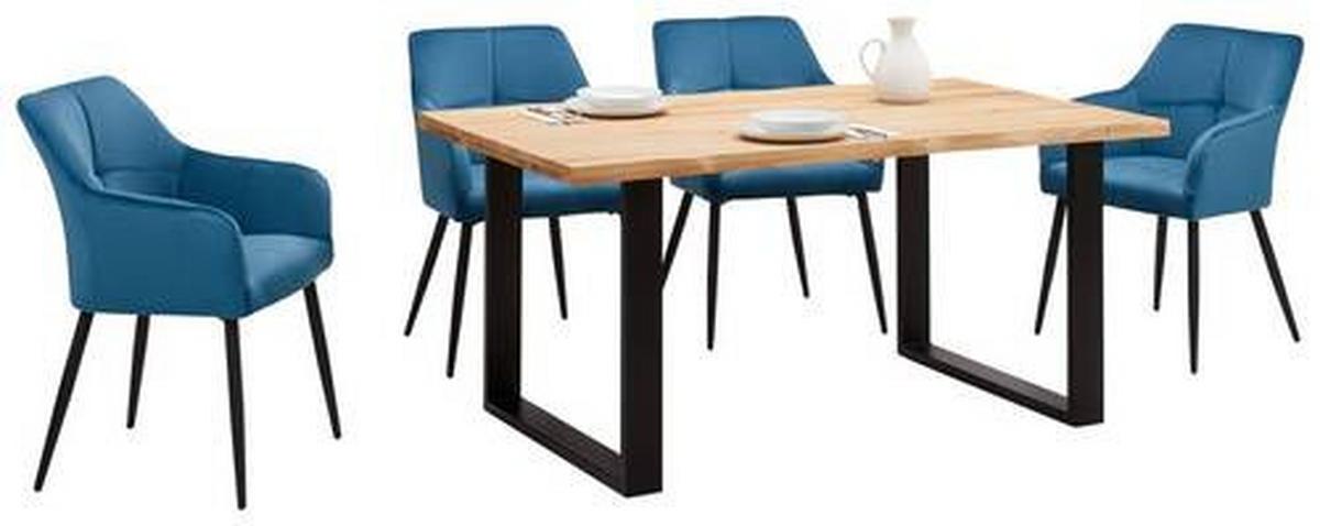 Jedilna Miza Wood, Hrast, Masivno, 160x90 - črna/naravne barve, Konvencionalno, kovina/les (160/75/90cm) - James Wood
