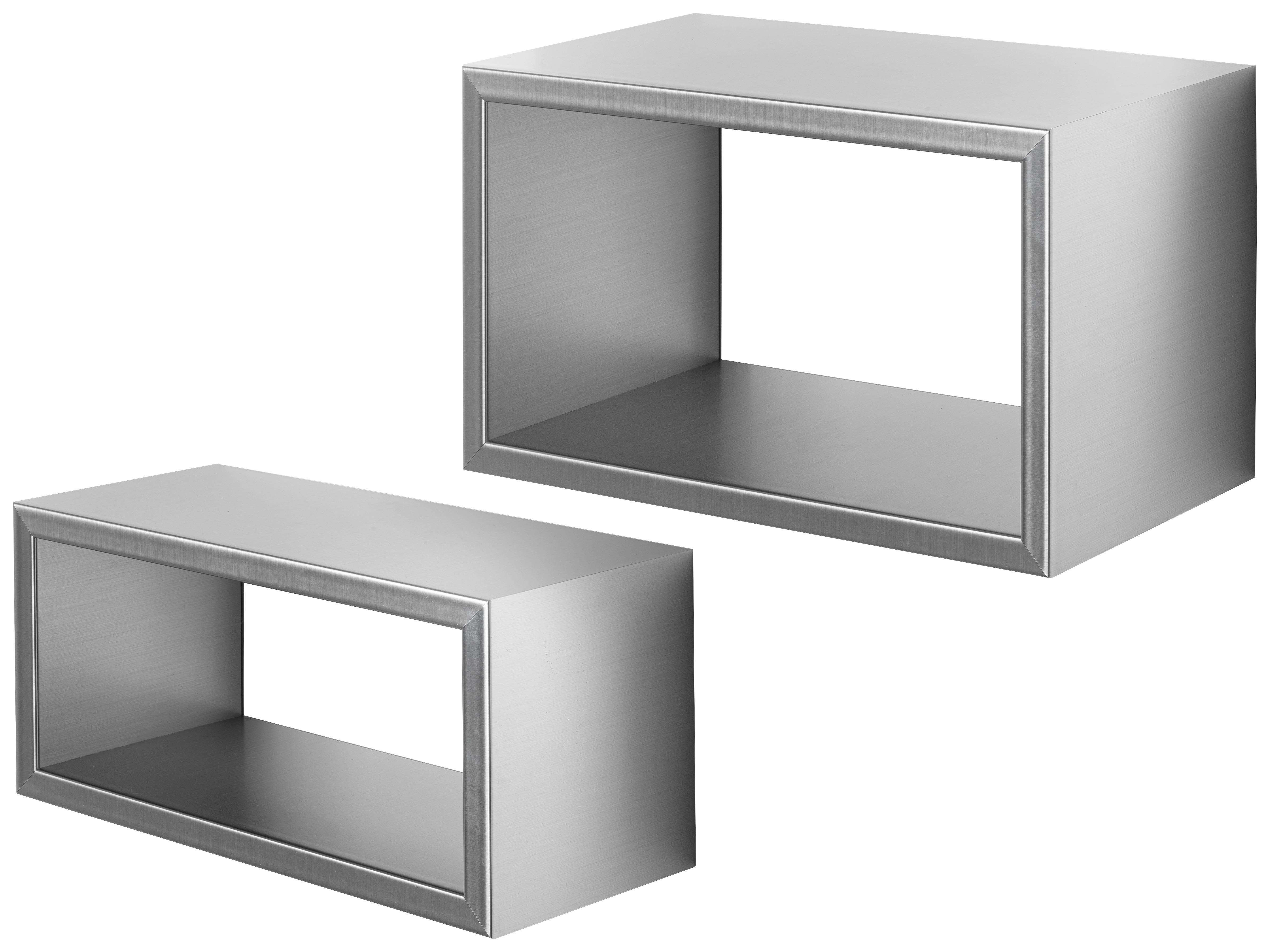 Set Stenskih Regalov Duo -Exklusiv/sb- - nerjaveče jeklo, Moderno, leseni material (39/36/25/21/15cm) - Premium Living