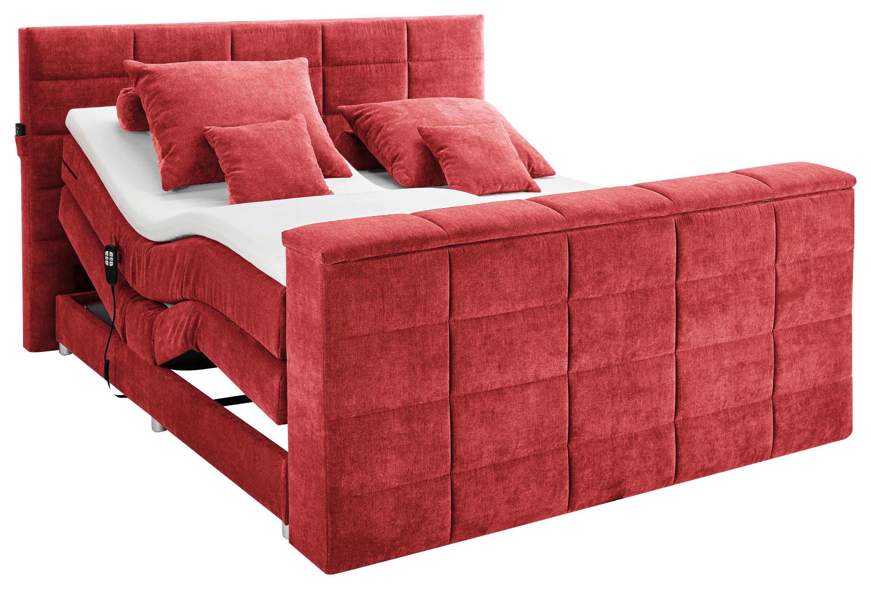 Boxspringbett Denver Rot ca. 180x200 cm mit Topper - Rot, KONVENTIONELL, Textil (180/200cm) - Carryhome