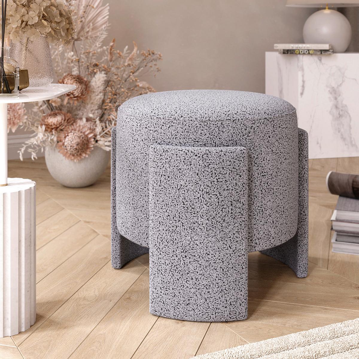HOCKER ASH FUßBANK - Grau, Design, Textil (39/40/39cm) - Livetastic