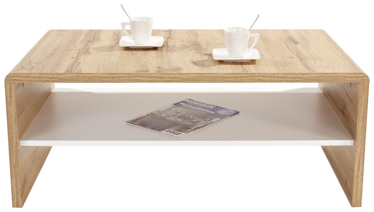 Măsuţă de cafea CALA LUNA - alb/stejar Wotan, Modern, material pe bază de lemn (100/40/59cm) - Modern Living