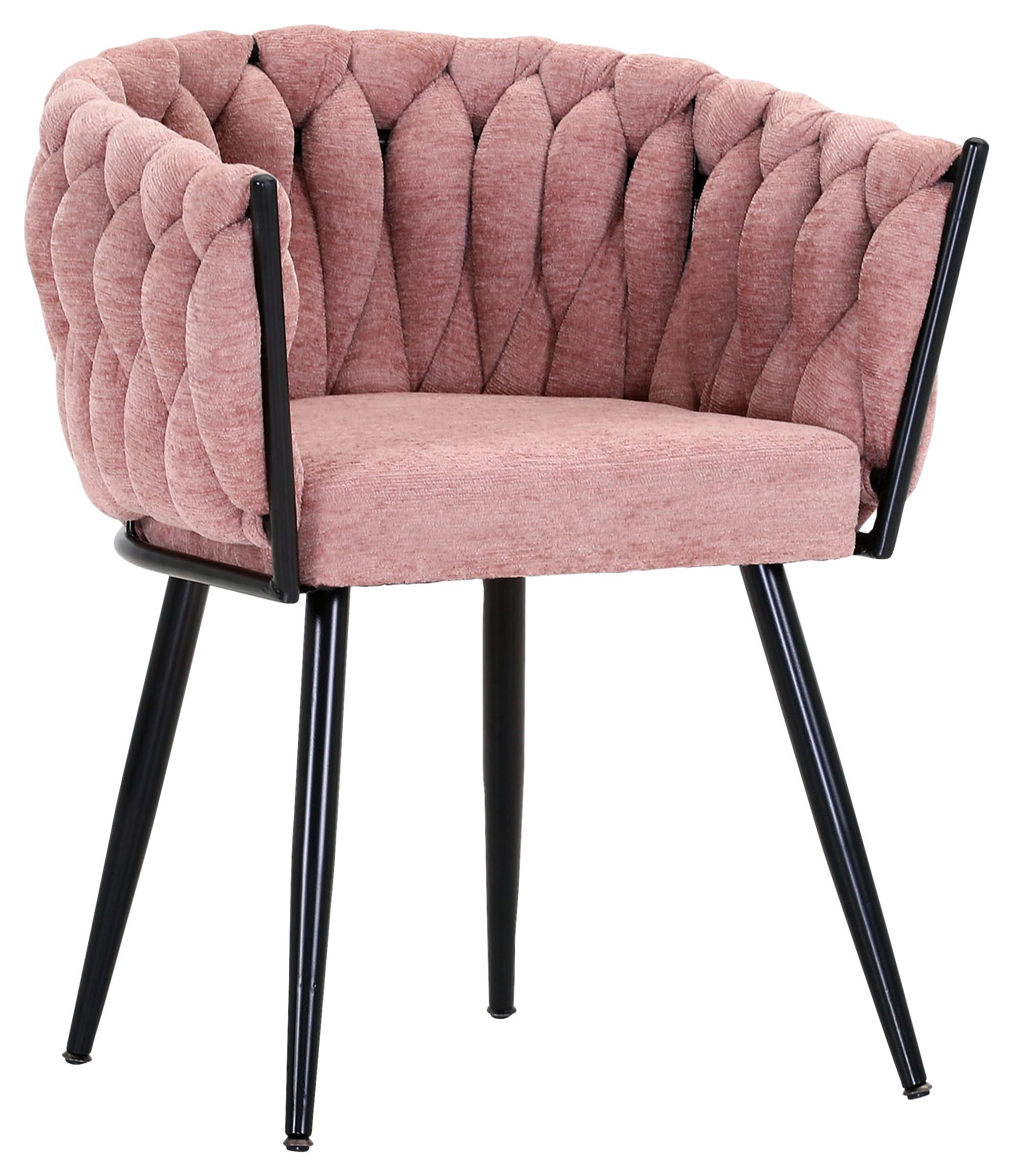 KRZESŁO Z PODŁOKIETNIKAMI WEAVY - różowy/czarny, Design, metal/tkanina (60/78/55cm) - Landscape