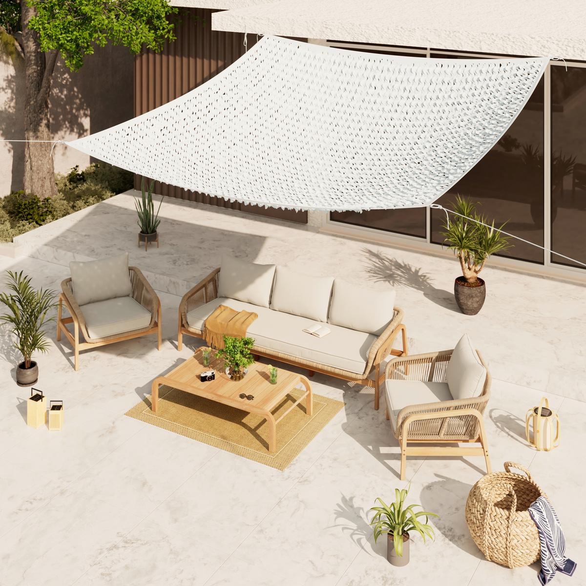 Sonnensegel Netzi Weiß ca. 300x300cm - Weiß, Basics, Textil (300/300cm)