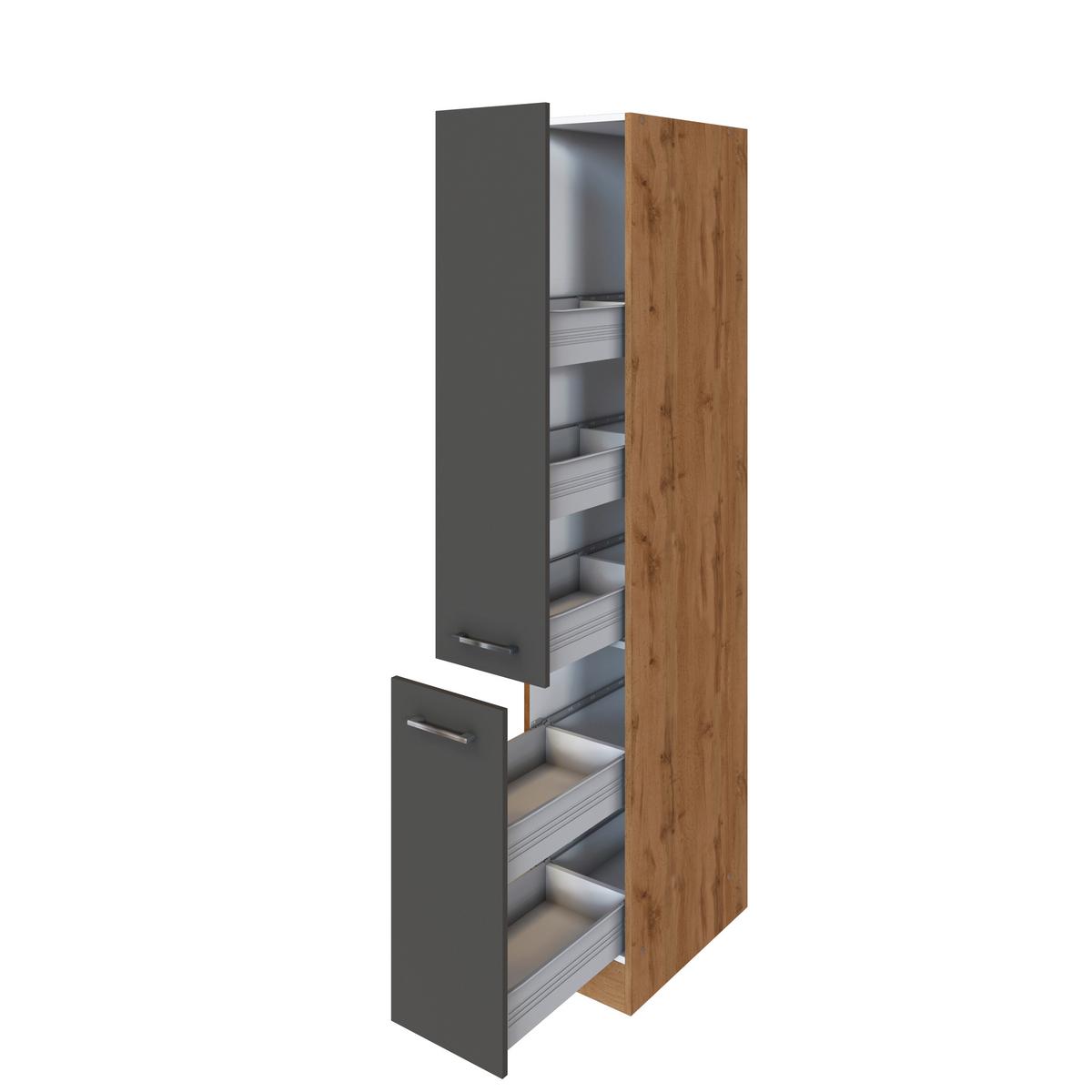 Held Apothekerschrank ca. 30 cm Anthrazit/Eiche - Chromfarben/Anthrazit, MODERN, Holzwerkstoff/Metall (30/200/60cm) - Held