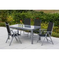 Gartenset Amalfi 5-tlg. Aluminium Silber/Schwarz - Silberfarben/Schwarz, MODERN, Textil/Metall - Gardenson