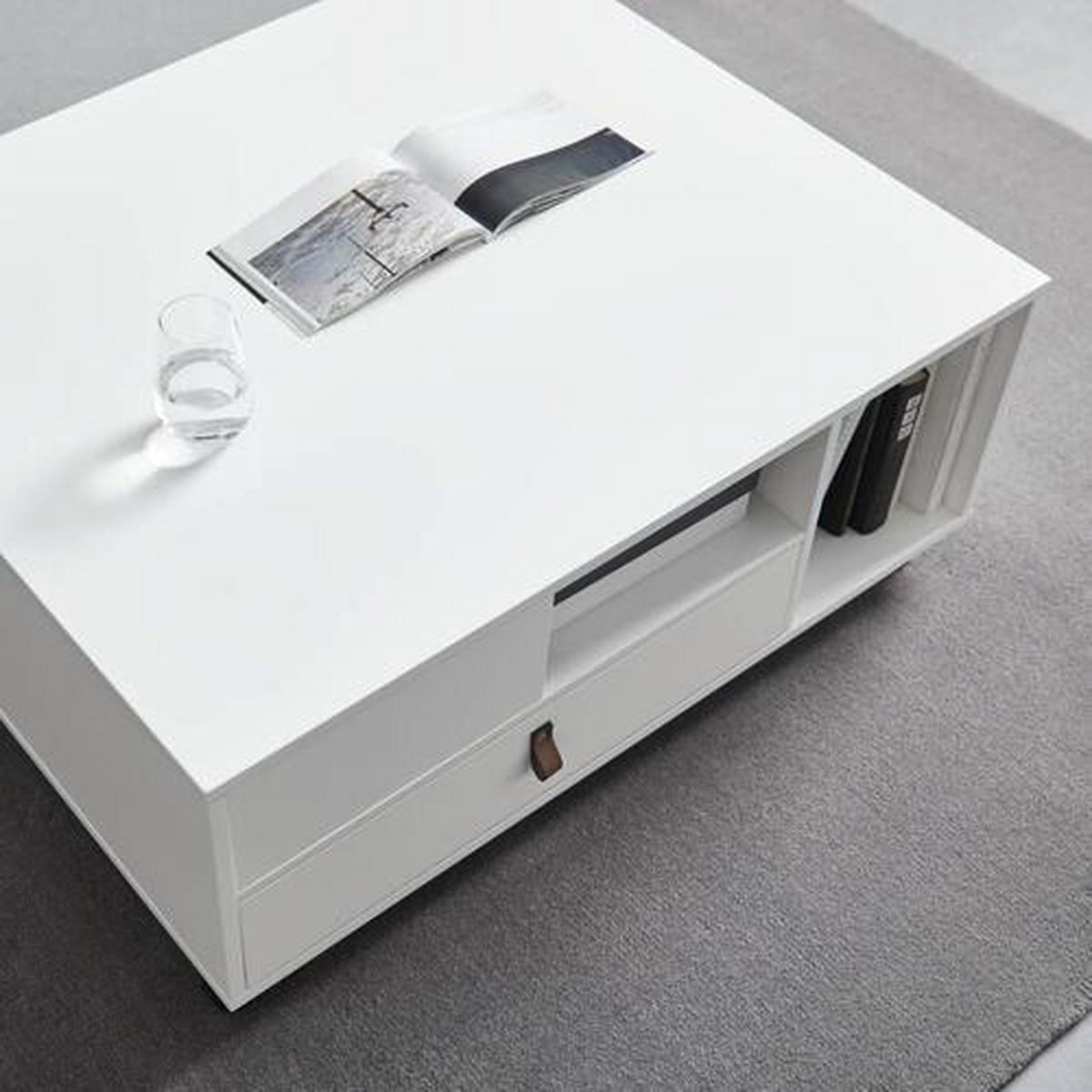 Couchtisch Mick Weiß MDF - Braun/Weiß, MODERN, Holzwerkstoff/Kunststoff (74/88/35cm) - Bessagi Home