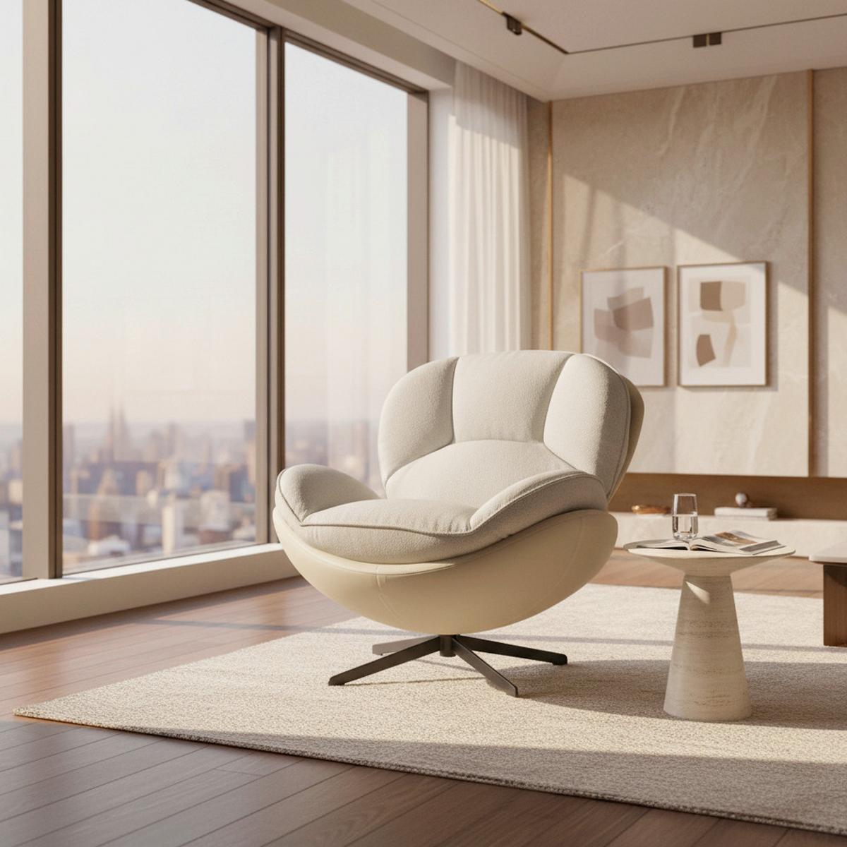 Relaxsessel Ina Webstoff/Lederlook Beige - Beige/Schwarz, MODERN, Textil/Metall (98/86/105cm) - Bessagi Home