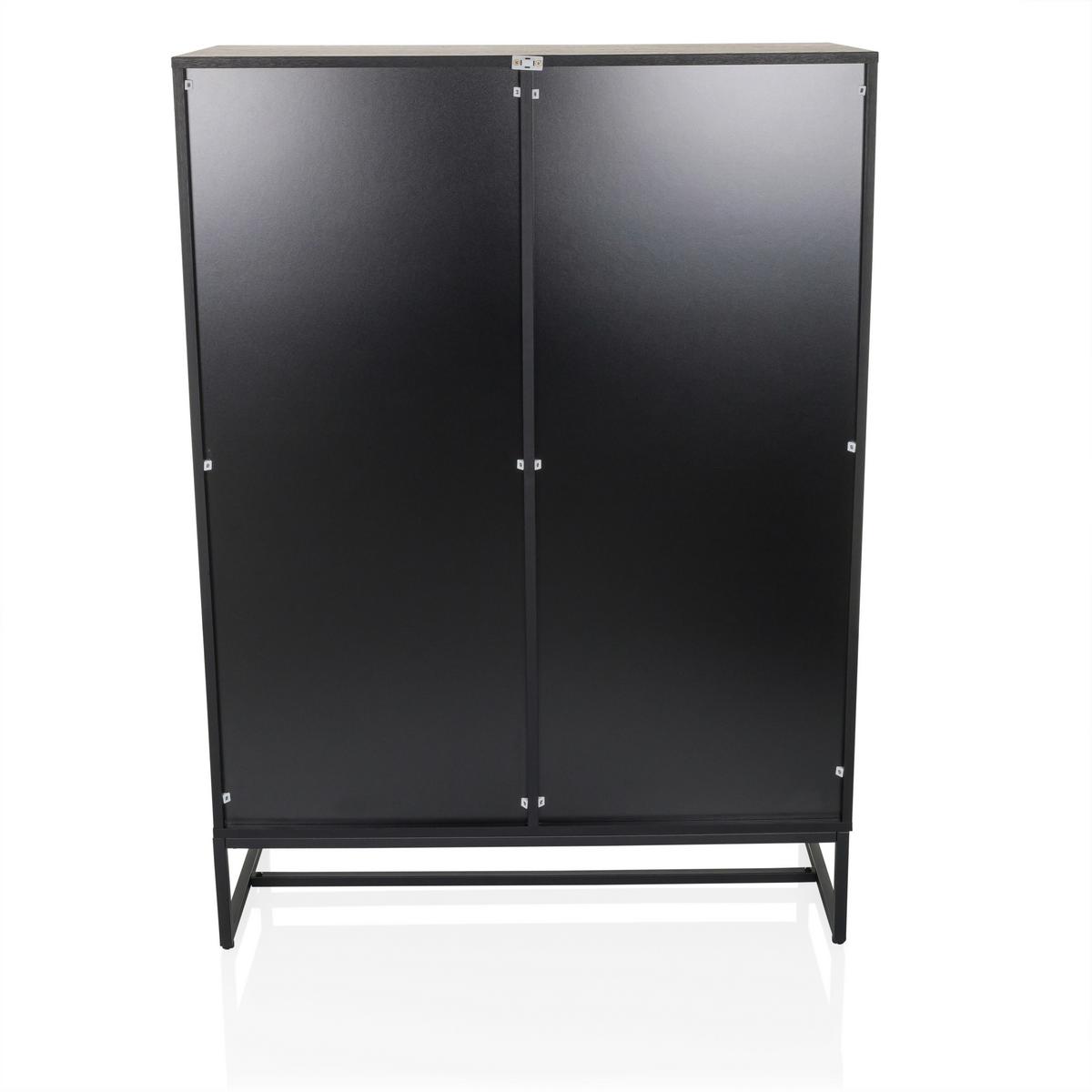 Visoka Komoda Amio, Črna, Barva Hrasta - črna/barve hrasta, Moderno, kovina/leseni material (100/140/40cm) - MID.YOU