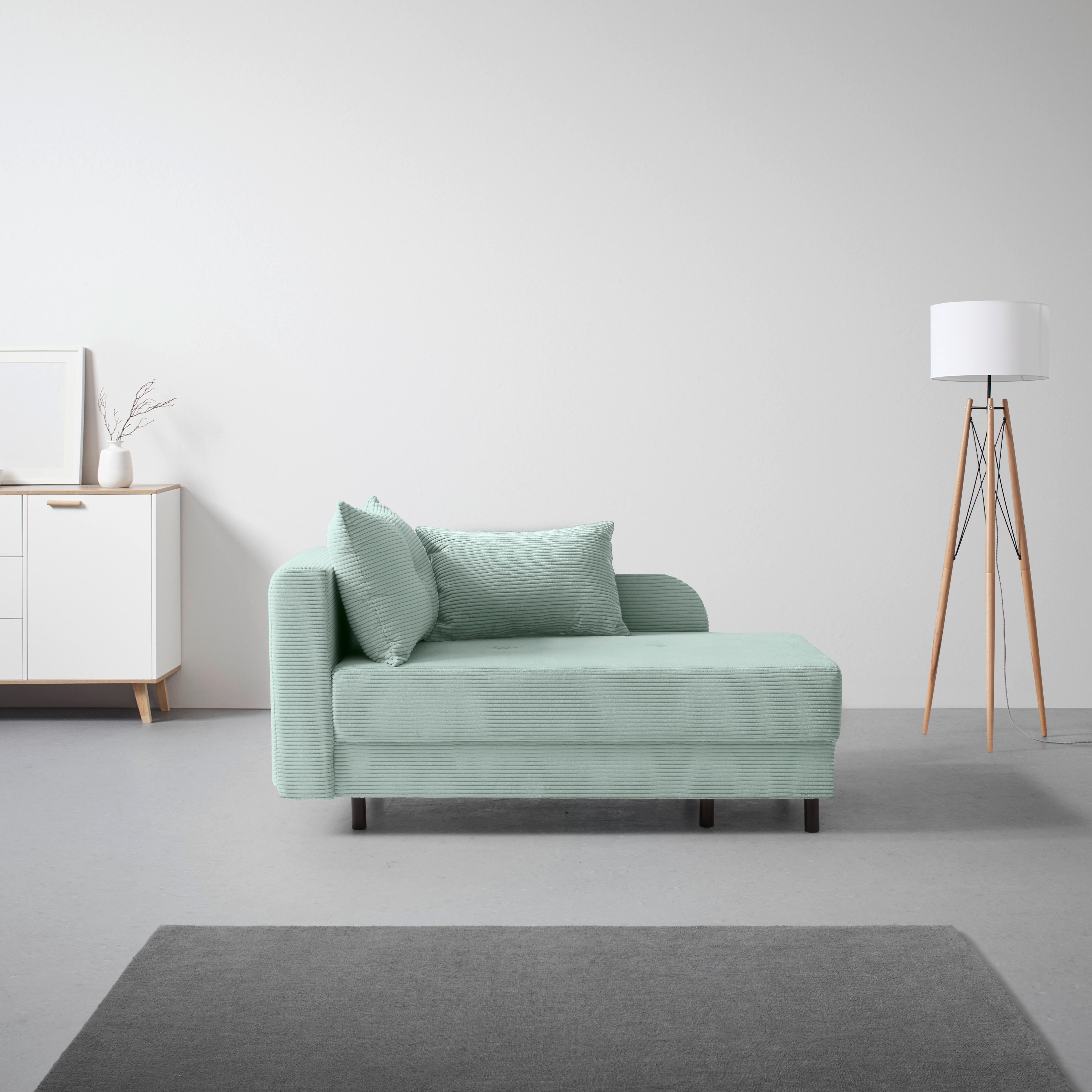 Liege Nova Salbeigrün - Salbeigrün/Schwarz, MODERN, Holz/Textil (85/62/145cm) - Mömax
