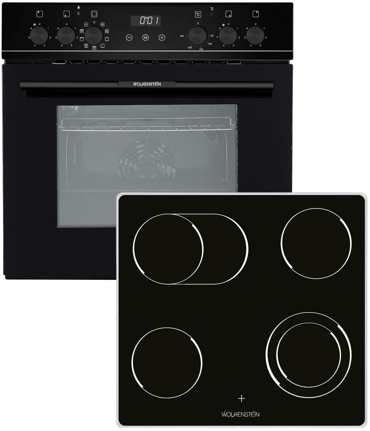 Herdset WMOC 90 Schwarz - Schwarz, KONVENTIONELL, Glas/Metall (59,5/59,5/55cm) - Wolkenstein