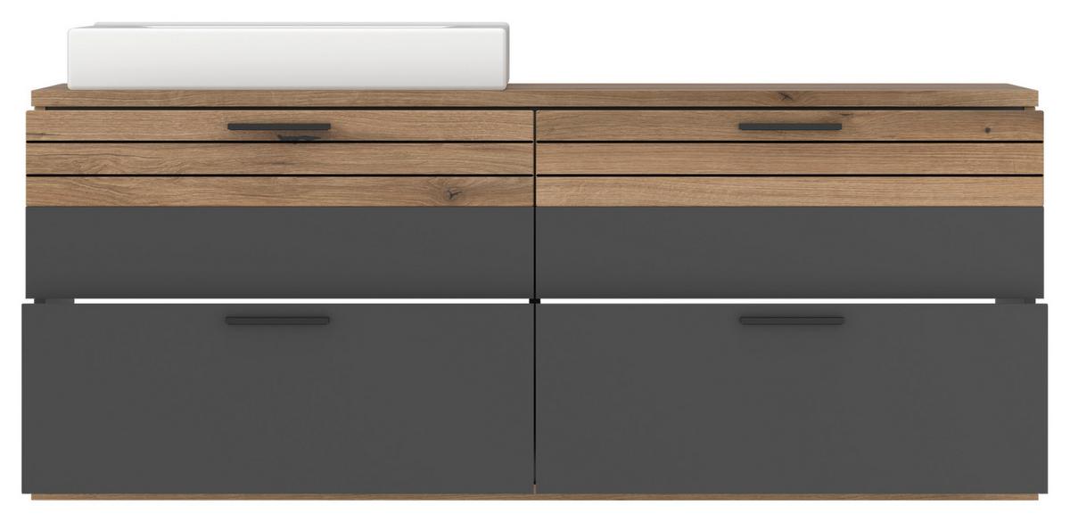 Omarica Za Pod Umivalnik Cotia Cotlu 2 - črna/barve hrasta, Moderno, kovina/leseni material (140/57/48cm) - James Wood