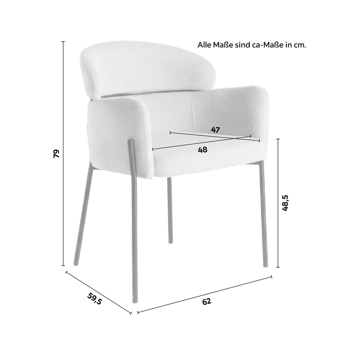 Armlehnstuhl Chloe Greige Webstoff Gepolstert - Greige/Schwarz, MODERN, Textil/Metall (62/79/59,5cm) - Bessagi Home