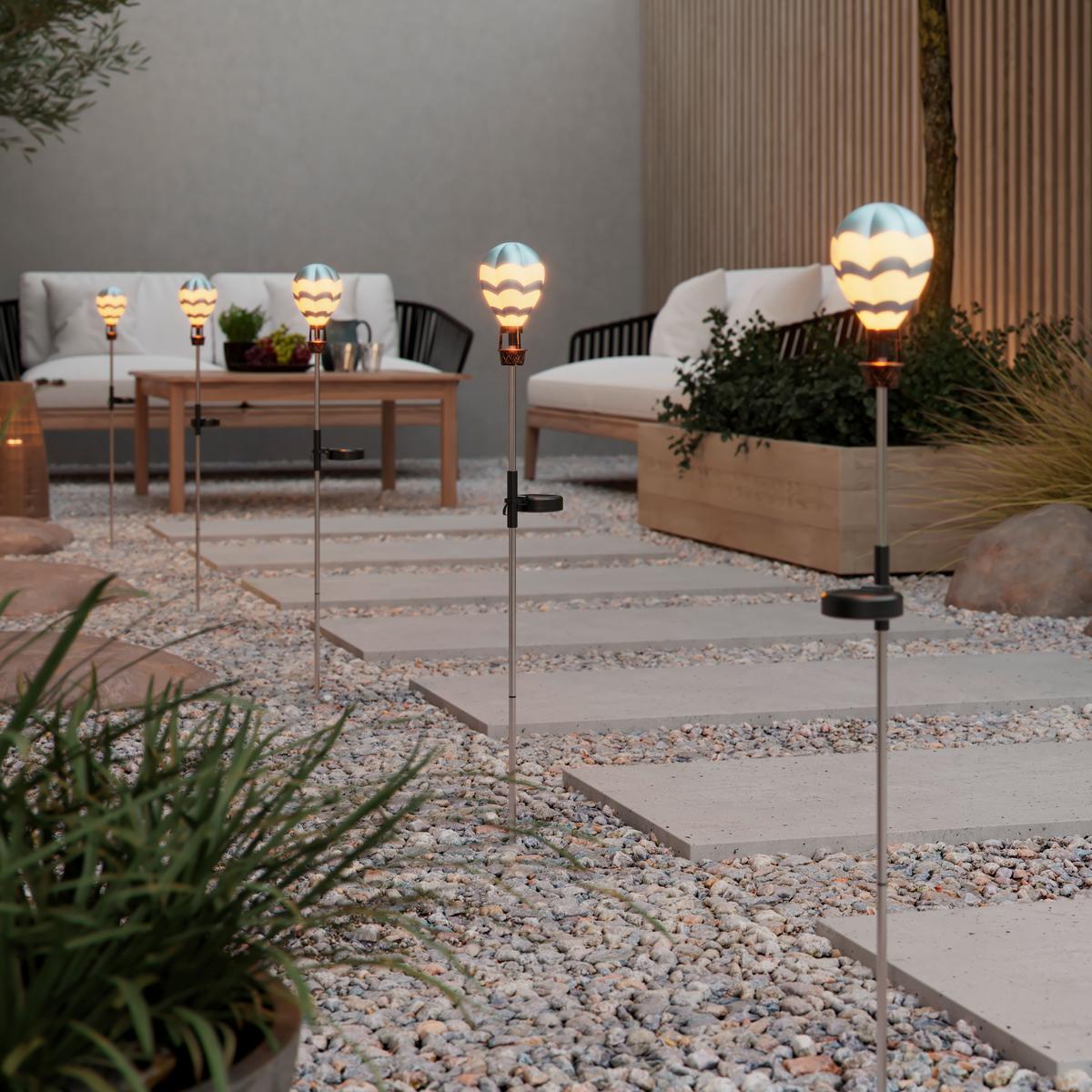 Solarleuchte Ballon Blau/Weiß max. 0,06 Watt - Blau/Weiß, ROMANTIK / LANDHAUS, Kunststoff/Metall (8/83,5cm) - Mömax