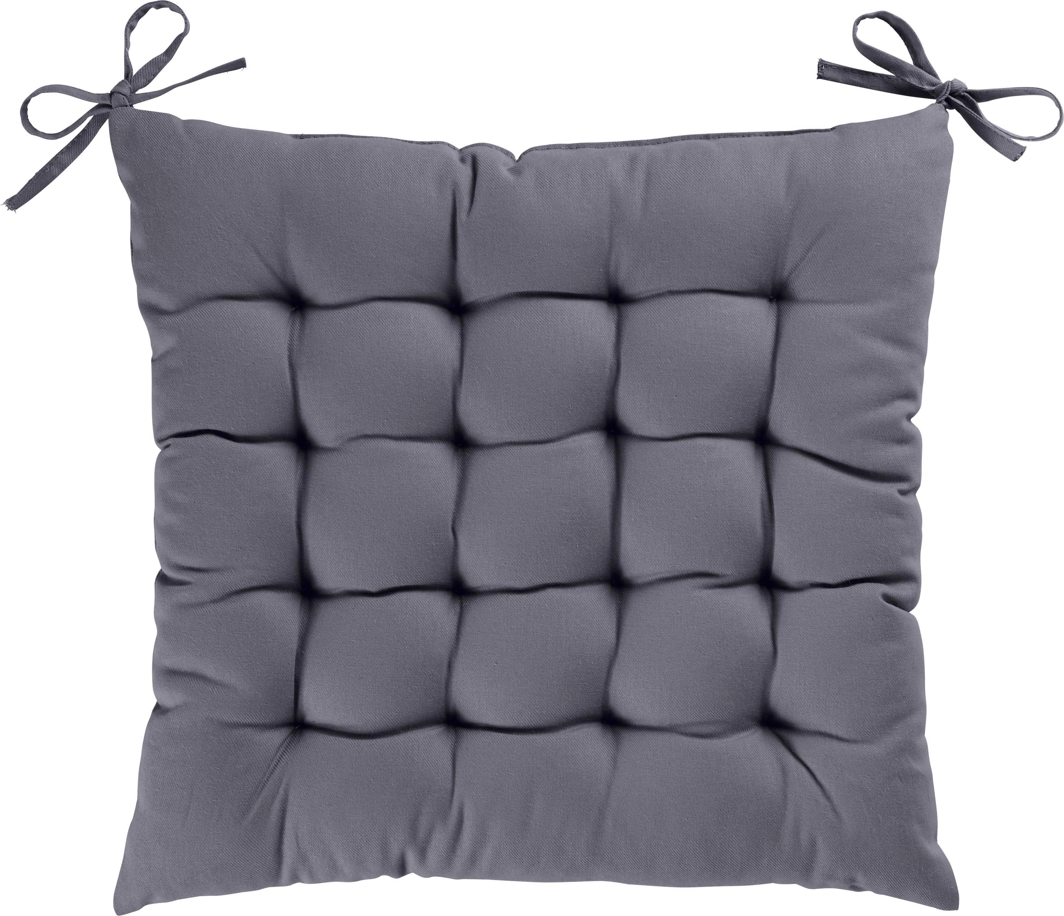 Sitzkissen in Grau 'Kim' ca. 40x40cm - Grau, KONVENTIONELL, Textil (40/40/5cm) - Bessagi Home