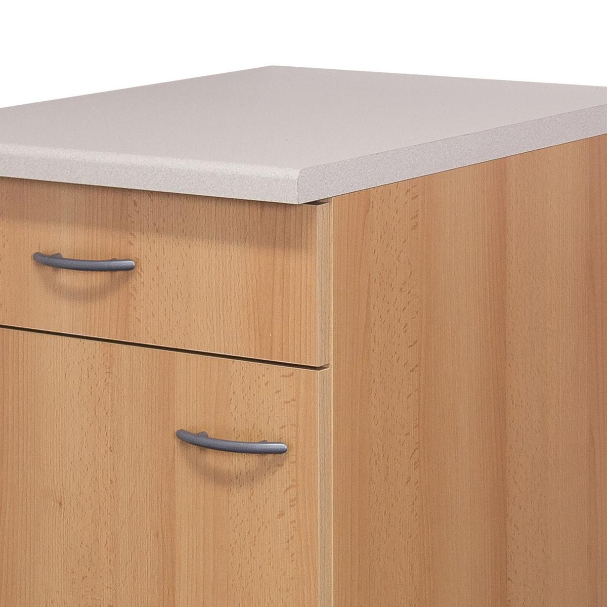 Küchenunterschrank in Buchefarbe 'Nano' - Edelstahlfarben/Beige, MODERN, Holzwerkstoff/Kunststoff (50/85/57cm) - FlexWell