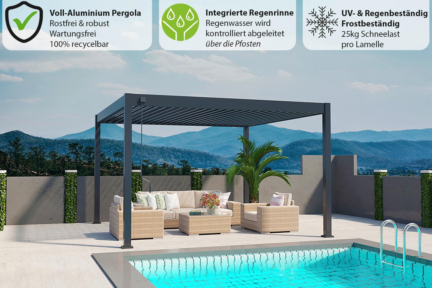 Pavillon Deluxe ca. 400x255x400 cm Anthrazit - Anthrazit, Basics, Metall (400/255/400cm) - WEIDE