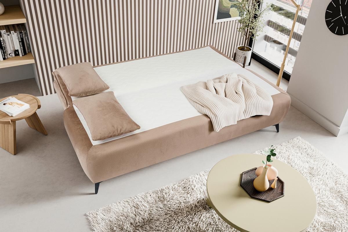 Schlafsofa Sendi Beigebraun - Beigebraun/Schwarz, Basics, Holz/Textil (210/103/90cm) - MID.YOU