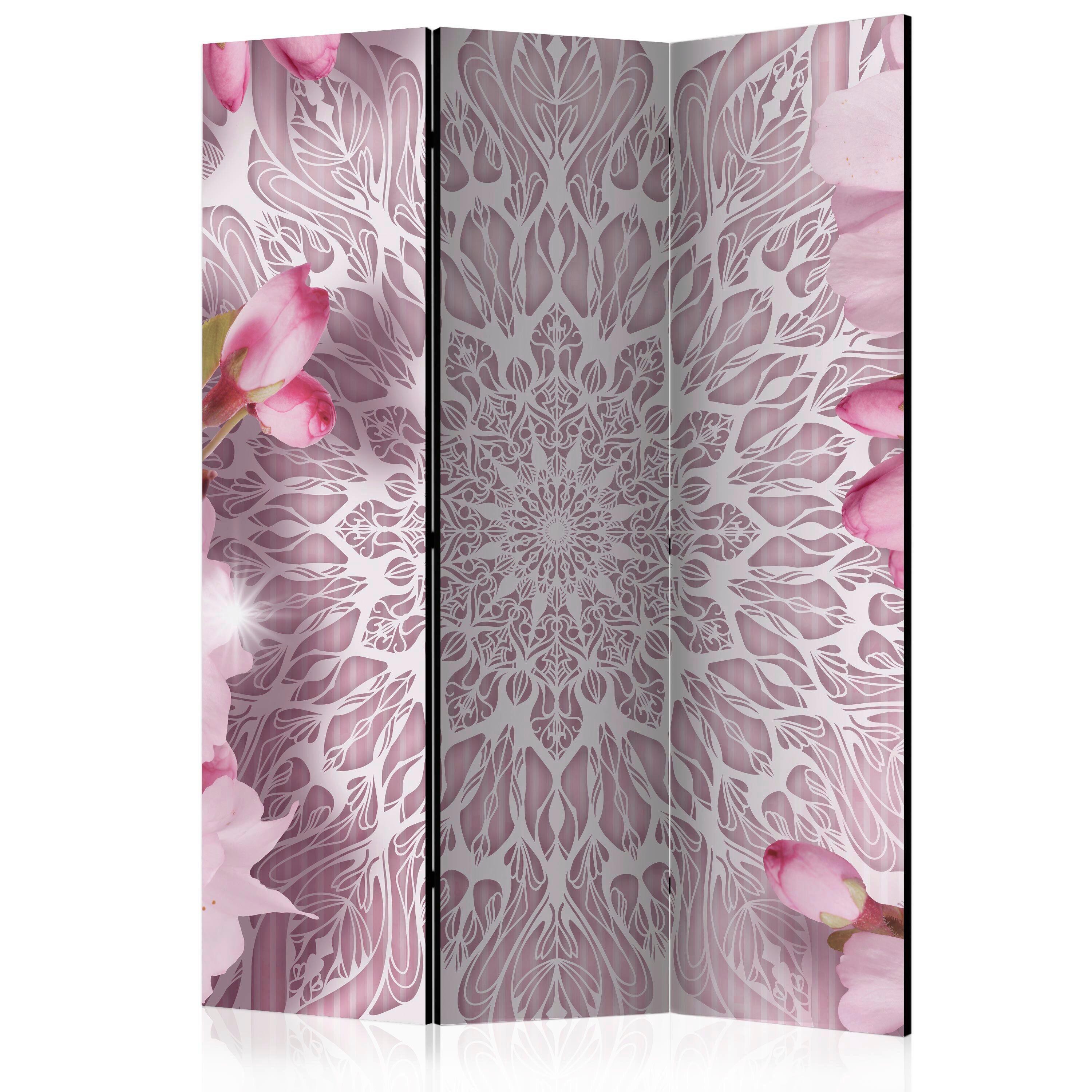Paravan Pastel Mandala, 3-Delni, Dvostranski - pink/bela, Basics, tekstil/les (135/172/3cm) - artgeist