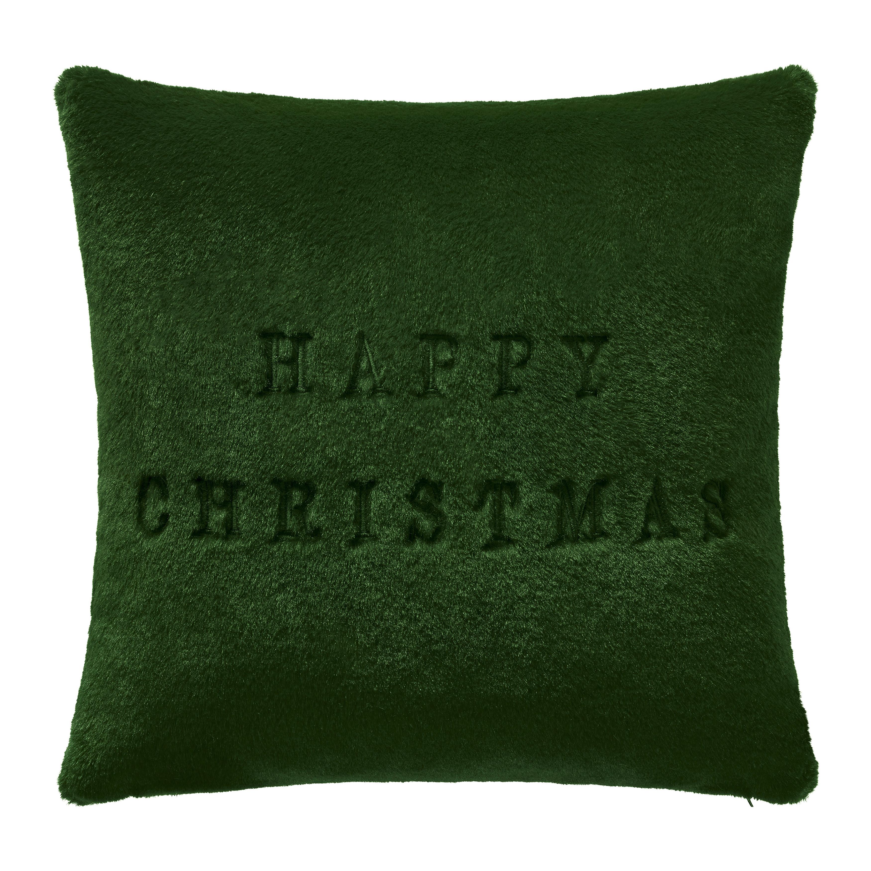 Fellkissen Happy Christmas Grün ca. 45x45cm - Grün, Konventionell (45/45cm) - Modern Living
