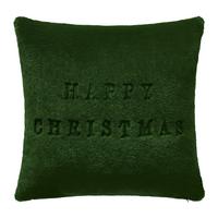Műszőrme Díszpárna Happy Christmas 45/45 - zöld, Konventionell, textil (45/45cm) - Modern Living