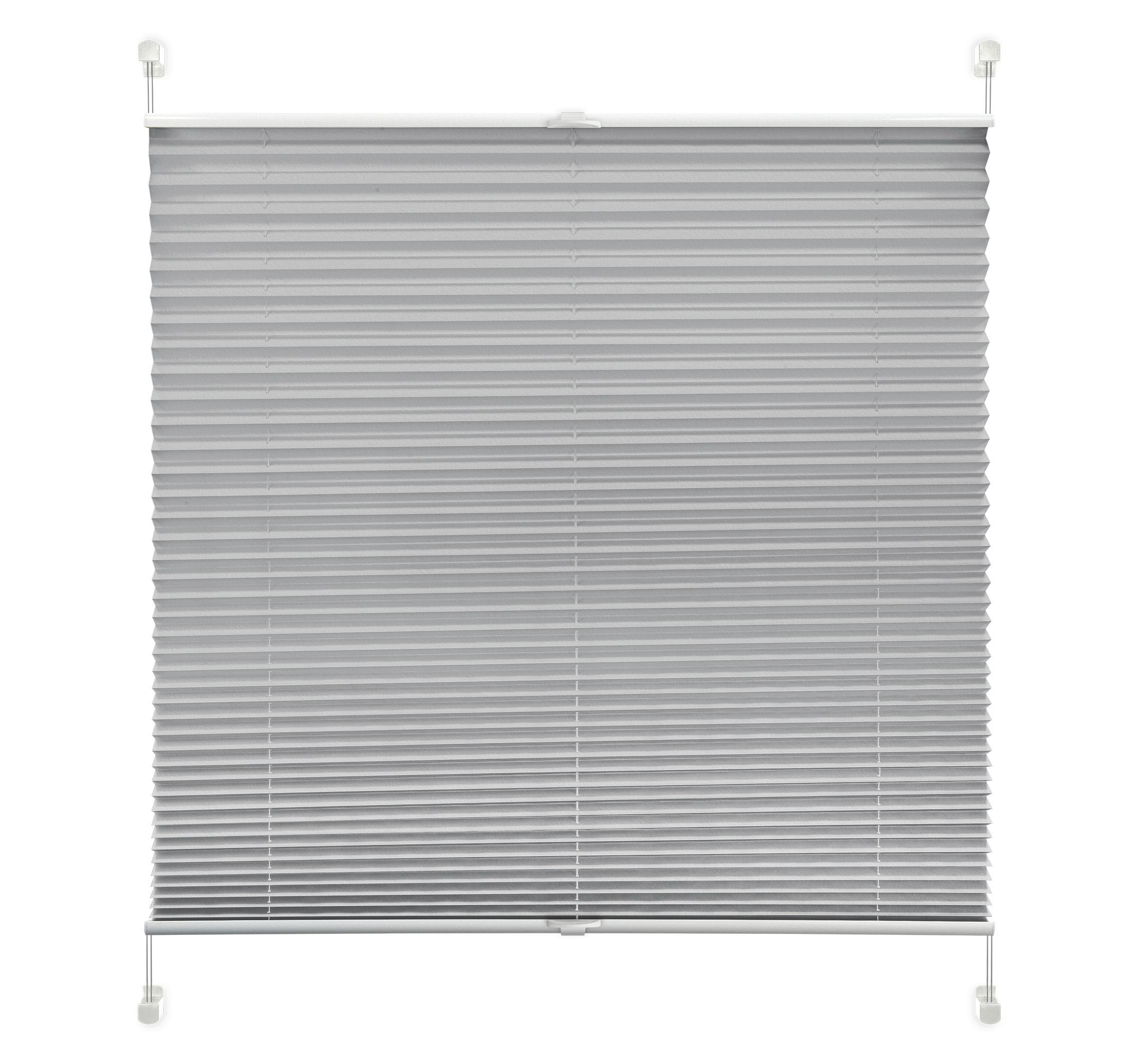 Plissee Solid Crash Silber ohne Bohren/verspannt - Grau, Basics, Textil (75/130cm)
