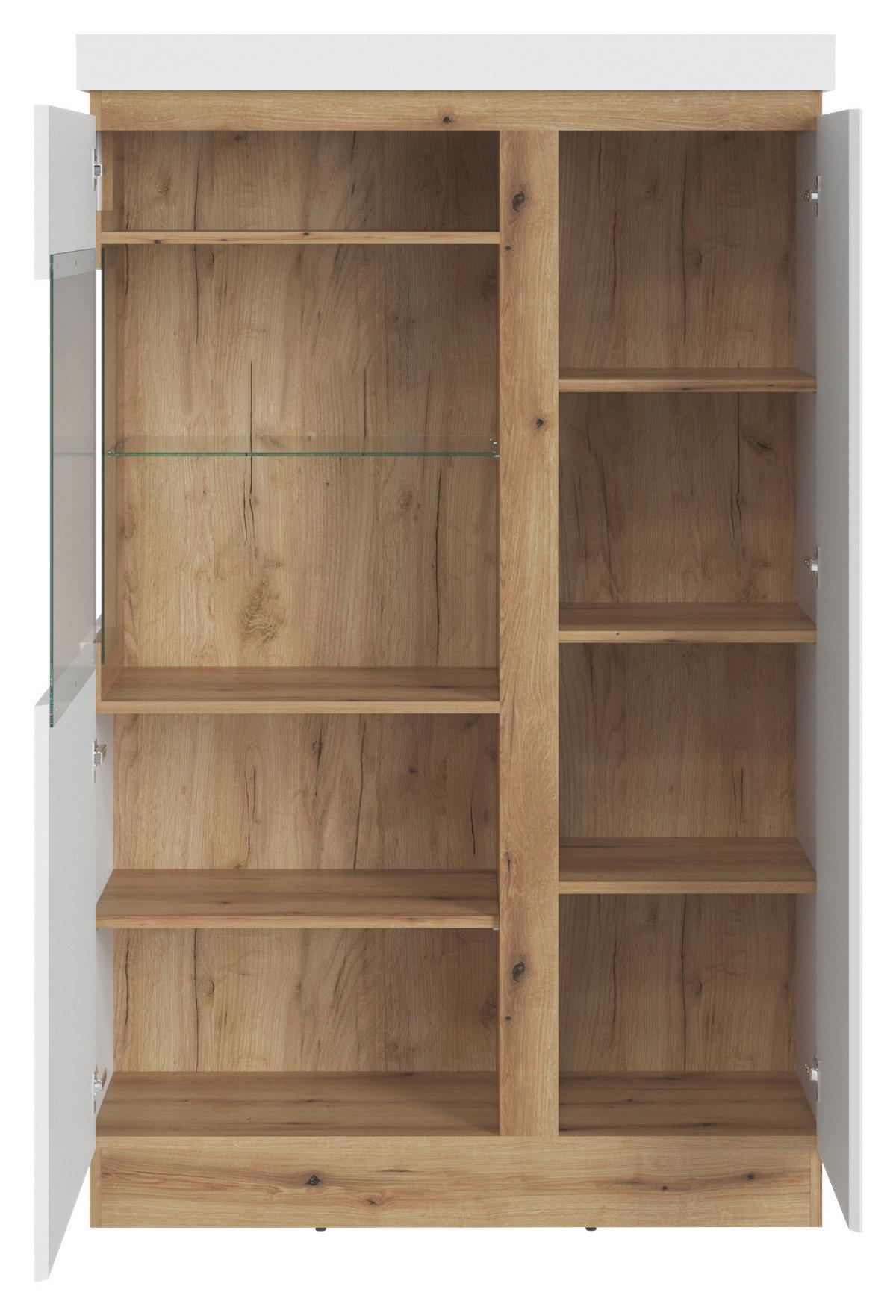 Vitrina Calabria - bijela/boje hrasta, Trend, staklo/drvni materijal (103,6/163,5/40cm) - Modern Living