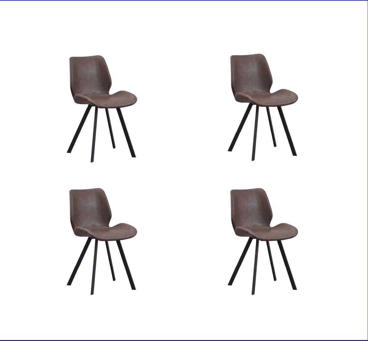 Stuhl-Set Barona 4er-Set Taupe Lederlook - Taupe/Schwarz, MODERN, Textil/Metall (44/80/55cm) - MID.YOU