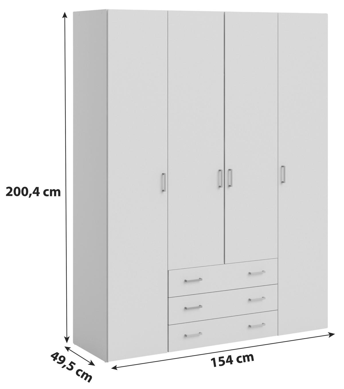 Omara Za Oblačila Space, Bela - srebrne barve/bela, Basics, kovina/leseni material (154/200,4/49,5cm) - P & B