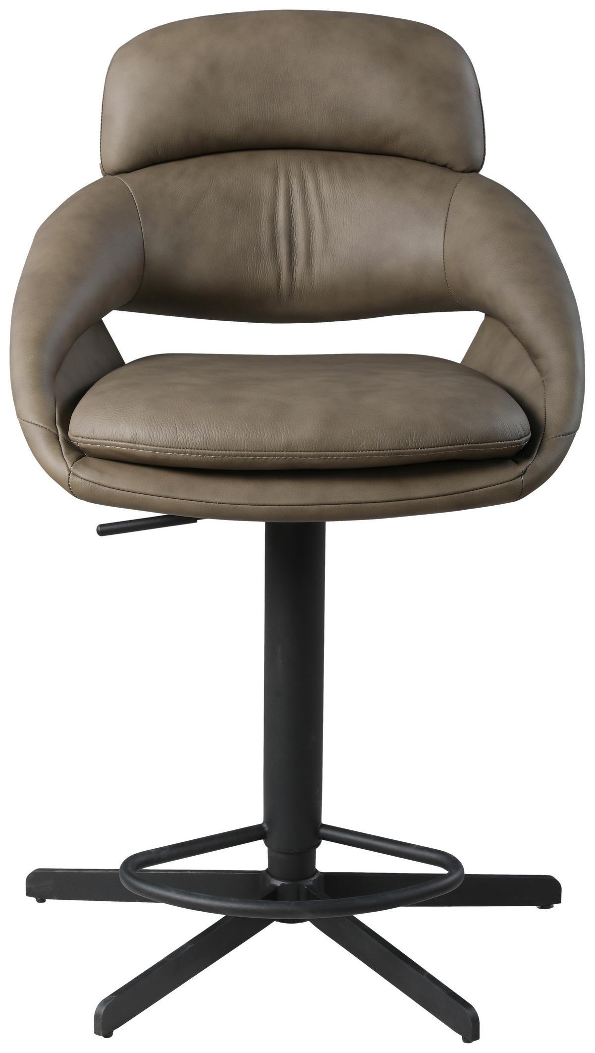 STOŁEK BAROWY VICTORIA - czarny/taupe, Design, skóra/metal (55/105/56cm) - Emilio Belluti