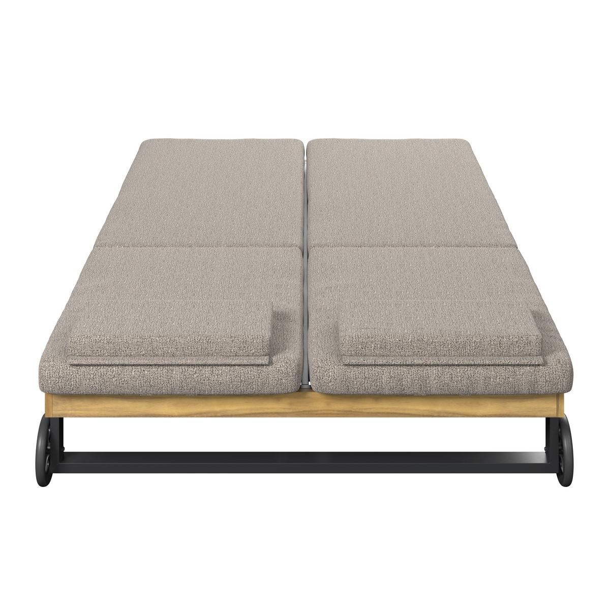 Gartenliege Elenyi grau Metall/Outdoorstoff/Holz - Grau, MODERN, Holz/Textil (130/95/200cm) - Bessagi Garden