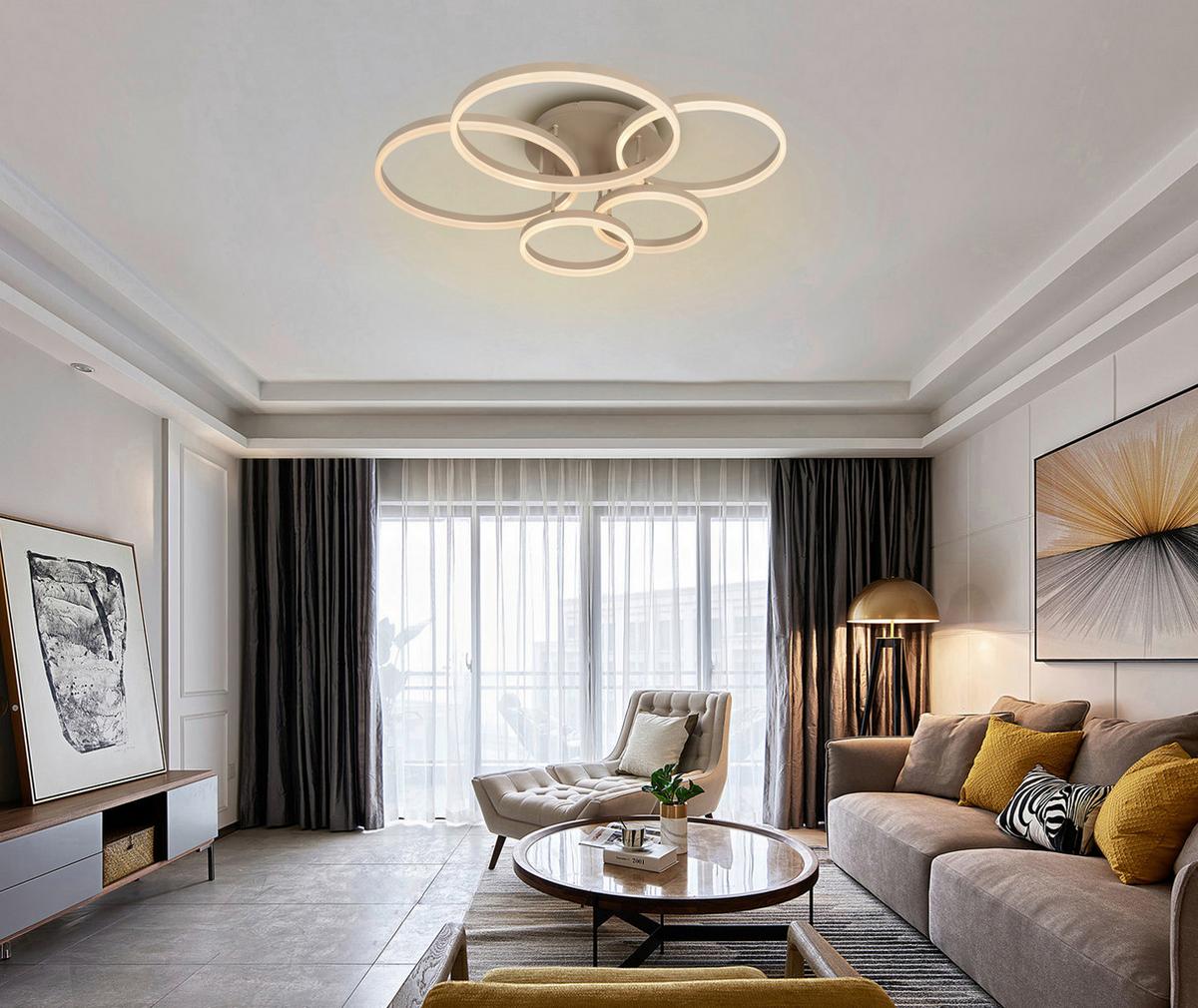 LAMPA SUFITOWA LED 9055-513 RAVELLO - kolor piaskowy, Design, tworzywo sztuczne/metal (105/86/22,5cm)