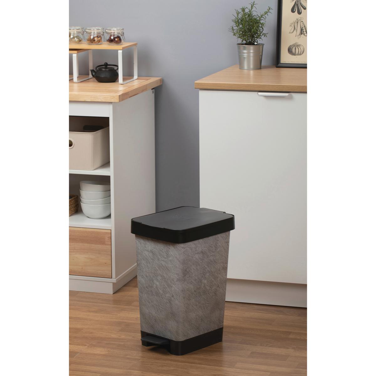 Treteimer Style Schwarz/Grau ca. 25l - Schwarz/Grau, MODERN, Kunststoff/Metall (26/36/47cm) - Mömax