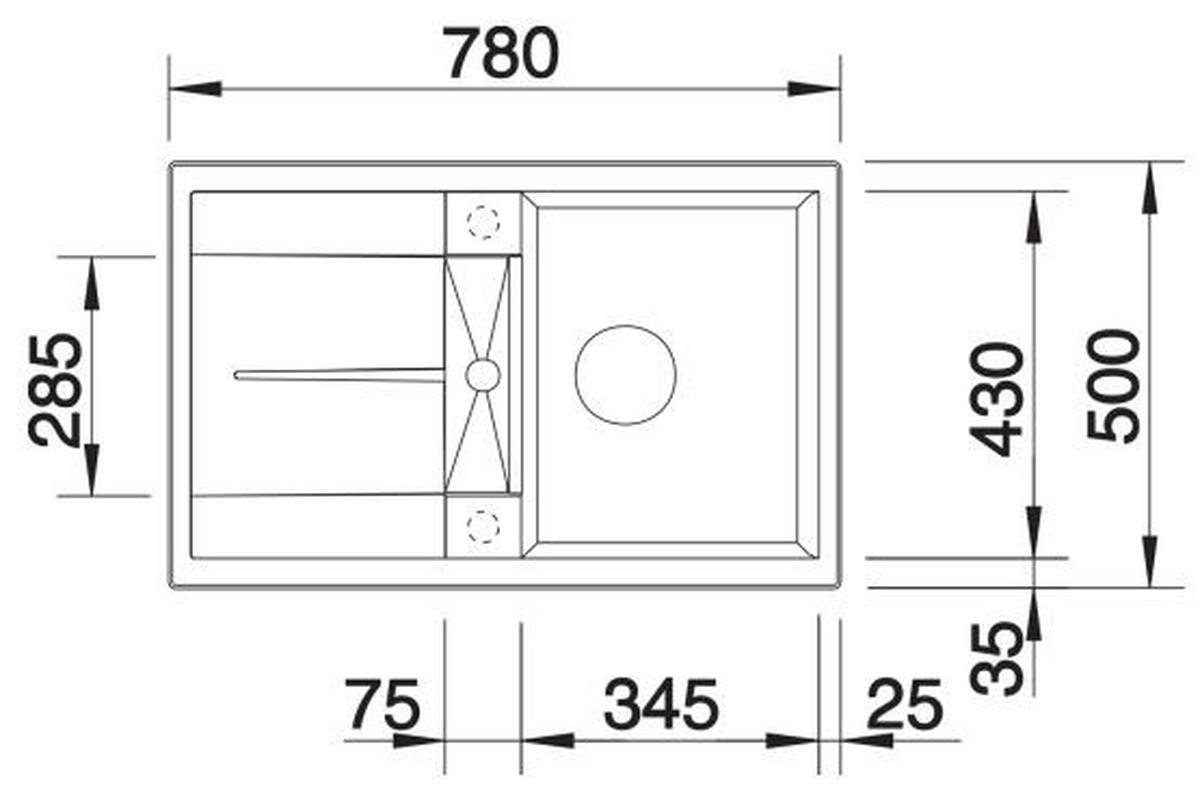 Spüle Metra 45 S Typ:518868 Felsgrau - Grau, MODERN (78/50cm) - Blanco