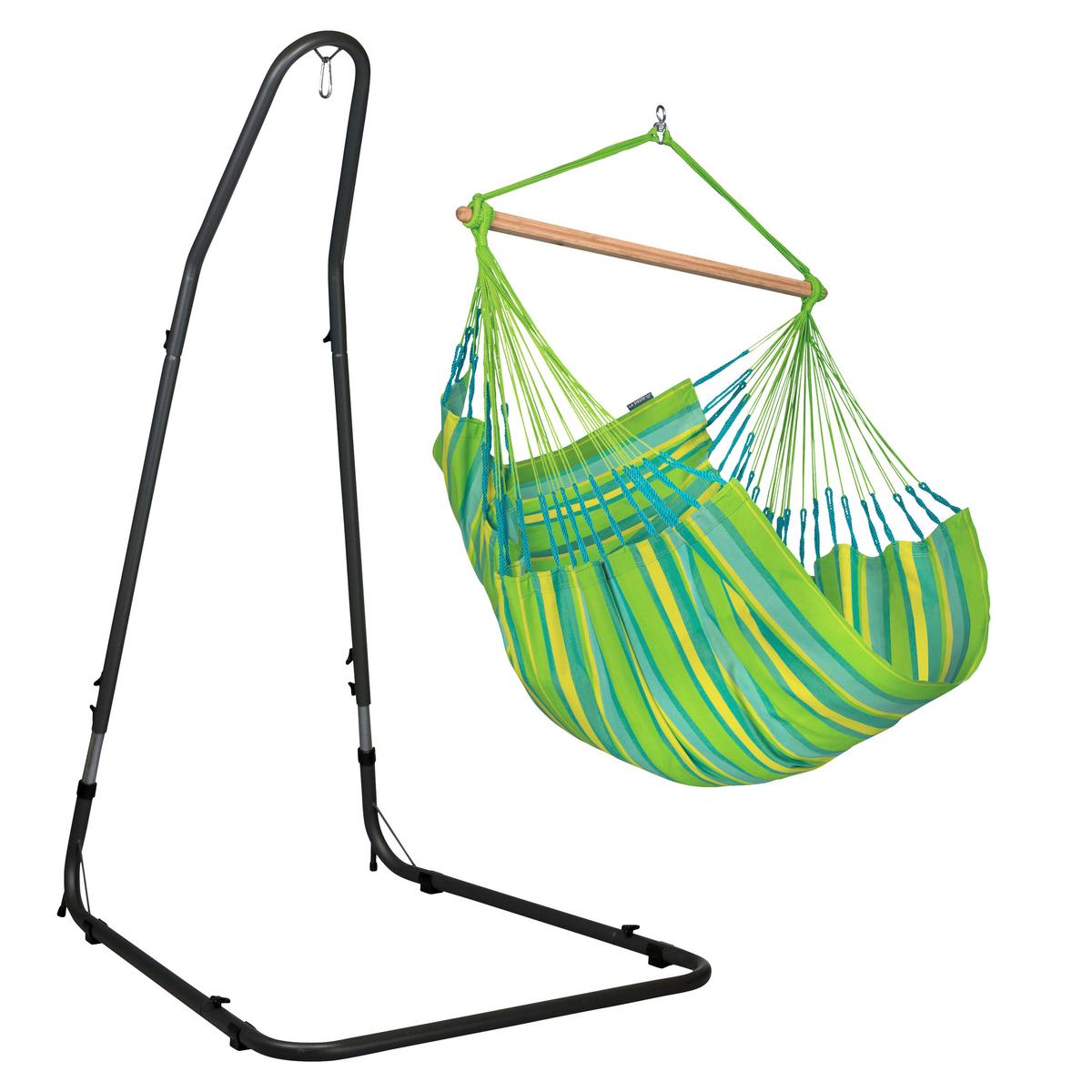 Hängesessel Comfort Hammock Echtholz Gelb/Grün - Gelb/Hellgrün, KONVENTIONELL, Holz/Textil (110/160/180cm) - La Siesta