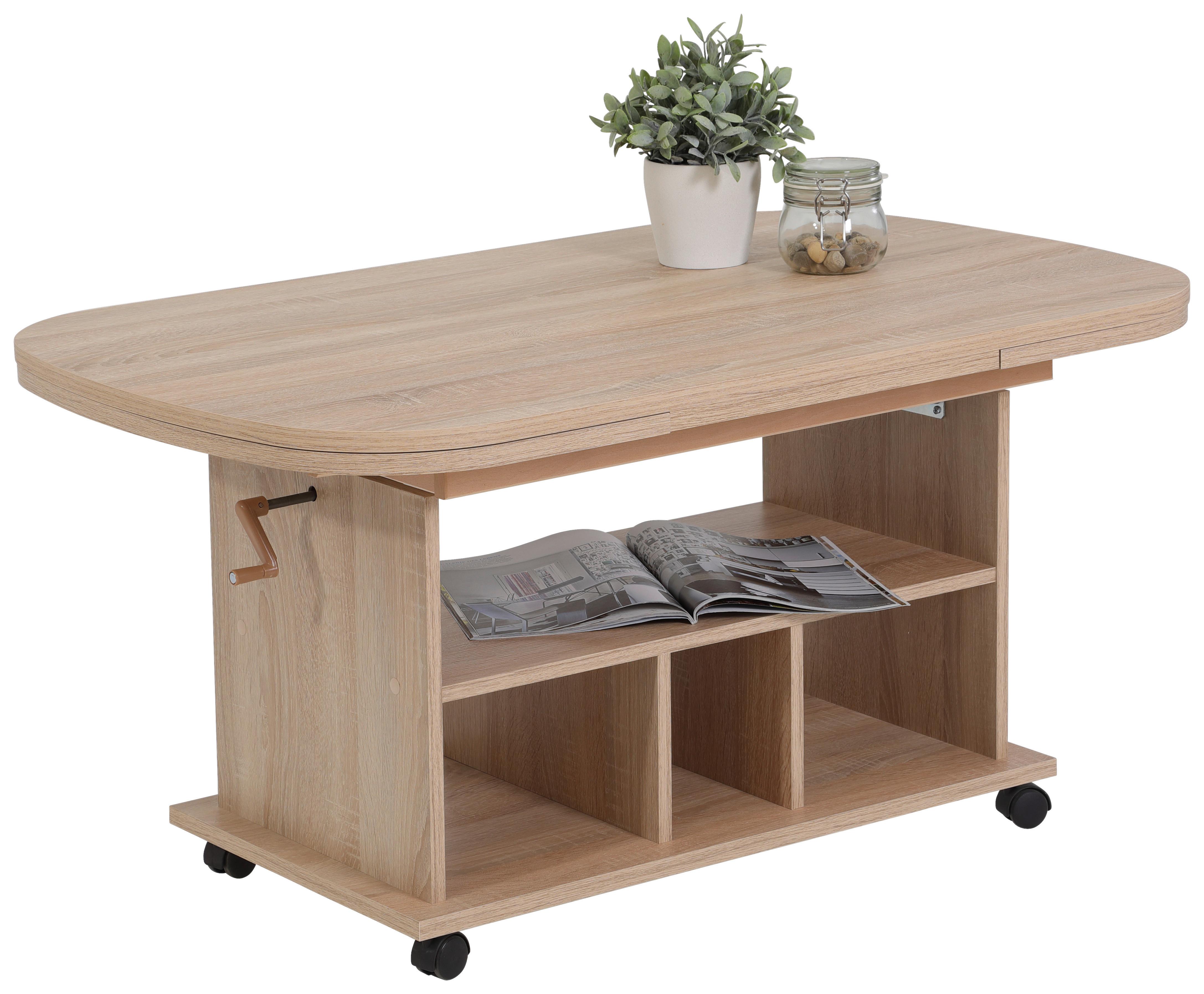 Couchtisch ausziehbar Babsi Eiche Dekor - Sonoma Eiche, MODERN, Holzwerkstoff/Kunststoff (107-157/67/53-63cm) - MID.YOU