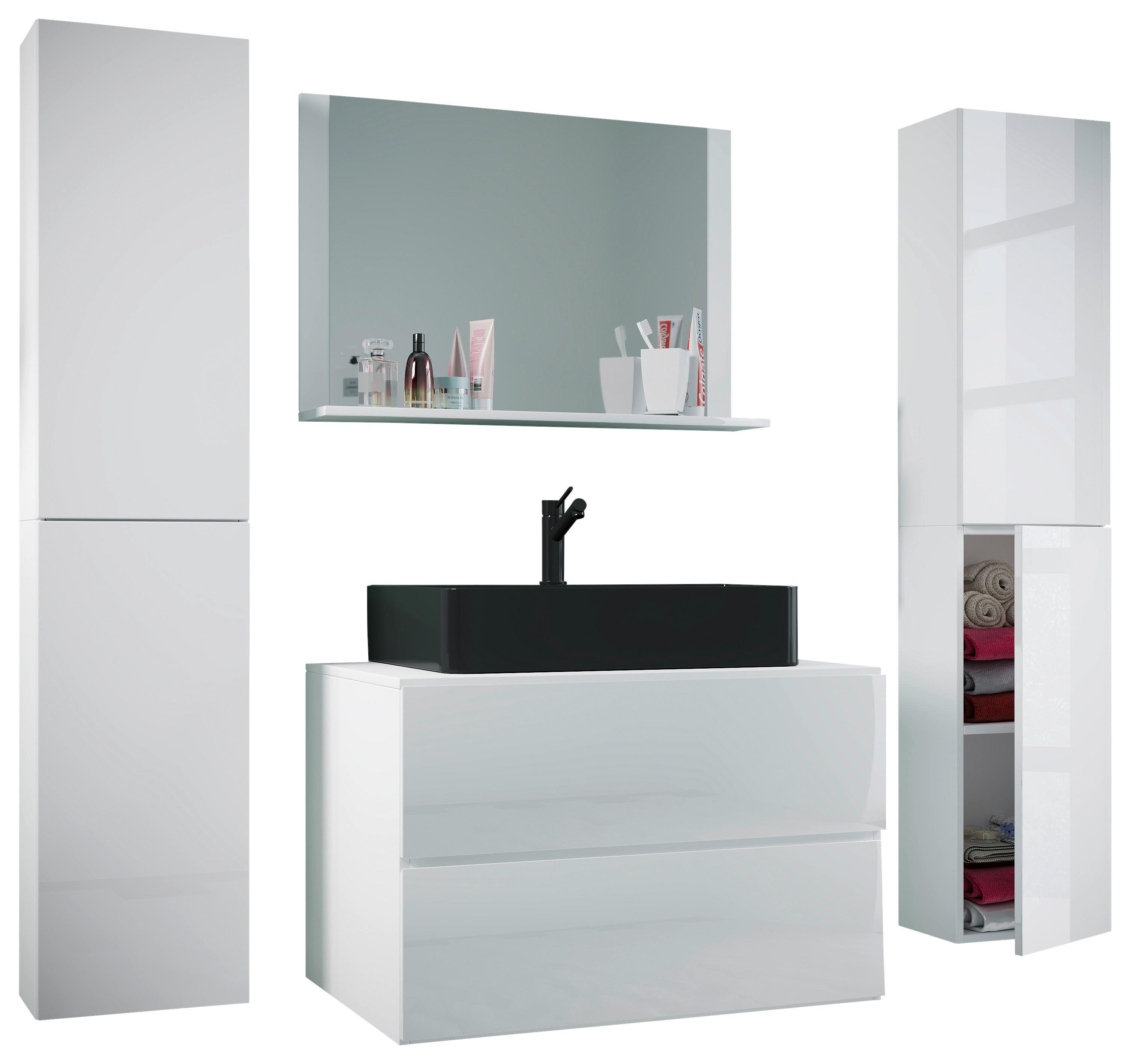 Kopalnica Lendas Xl, Bela - črna/bela, Moderno, steklo/leseni material (147cm) - MID.YOU