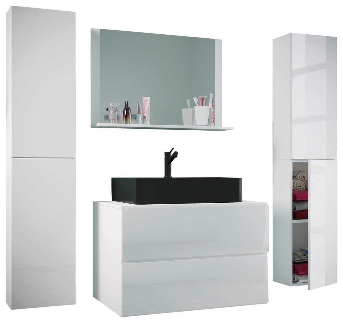 Kopalnica Lendas Xl, Bela - črna/bela, Moderno, steklo/leseni material (147cm) - MID.YOU