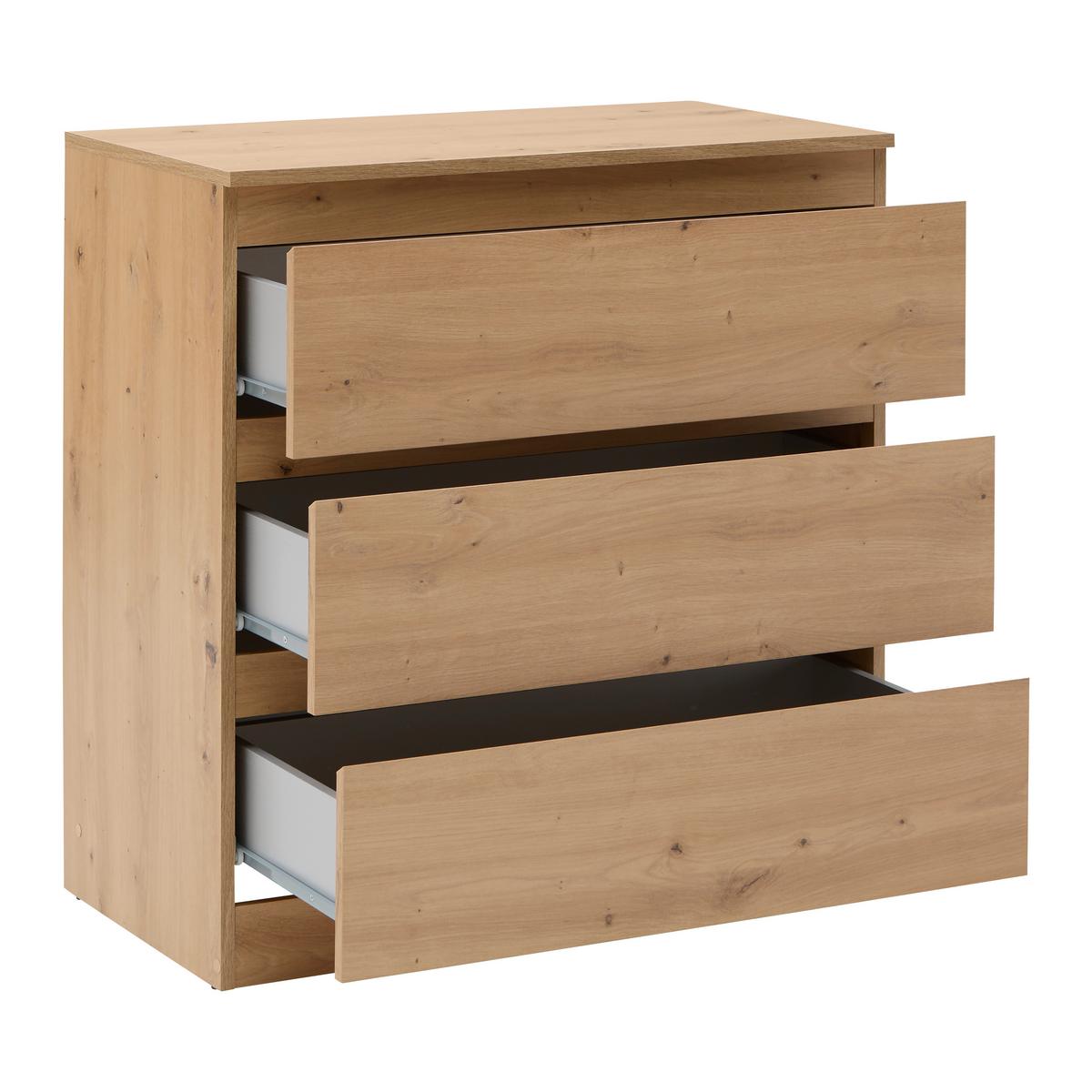 Kommode Mara Eiche Artisan - Silberfarben/Schwarz, KONVENTIONELL, Holzwerkstoff/Kunststoff (77/80/42cm) - Mömax