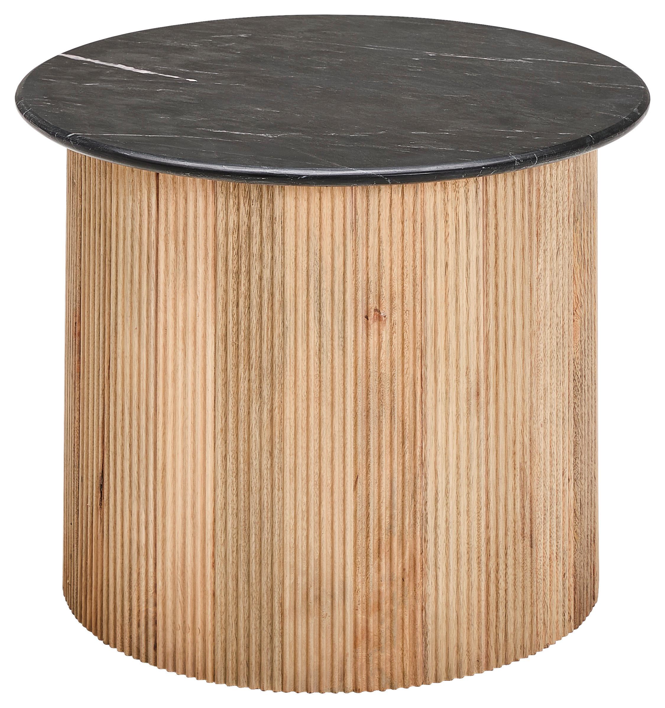 STOLIK KAWOWY WIESIO - kolor naturalny/czarny, Design, kamień/drewno (60/60/45cm) - Livetastic