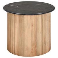 STOLIK KAWOWY WIESIO - kolor naturalny/czarny, Design, kamień/drewno (60/60/45cm) - Livetastic