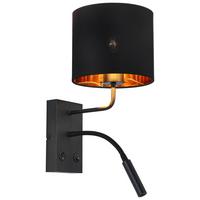 Wandleuchte Douple Schwarz/Goldfarben max. 28 W - Goldfarben/Schwarz, Konventionell, Kunststoff/Textil (31/18/33cm) - Mömax