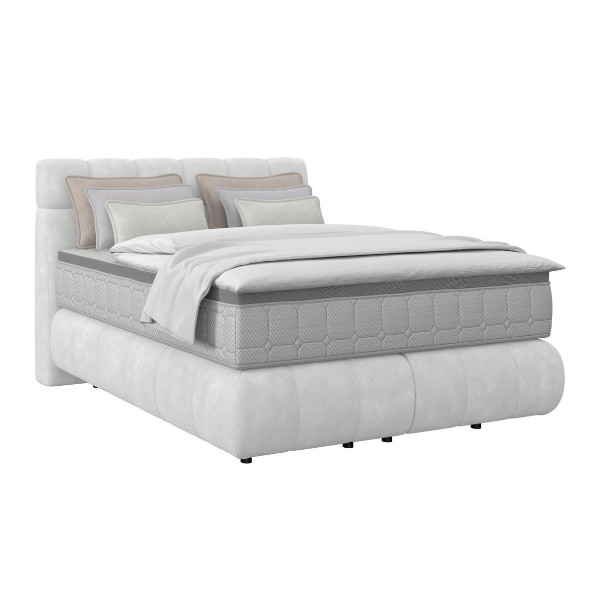 Boxspring Krevet Nobu - svijetlo siva/crna, Trend, drvo/tekstil (140/200cm) - Premium Living