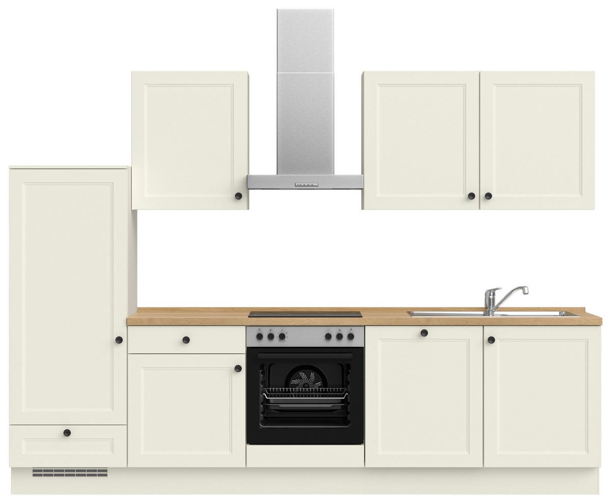 Küchenblock Cascada Low m. Geräten Weiß - Eichefarben/Schwarz, MODERN, Holzwerkstoff/Metall (300cm) - Nobilia