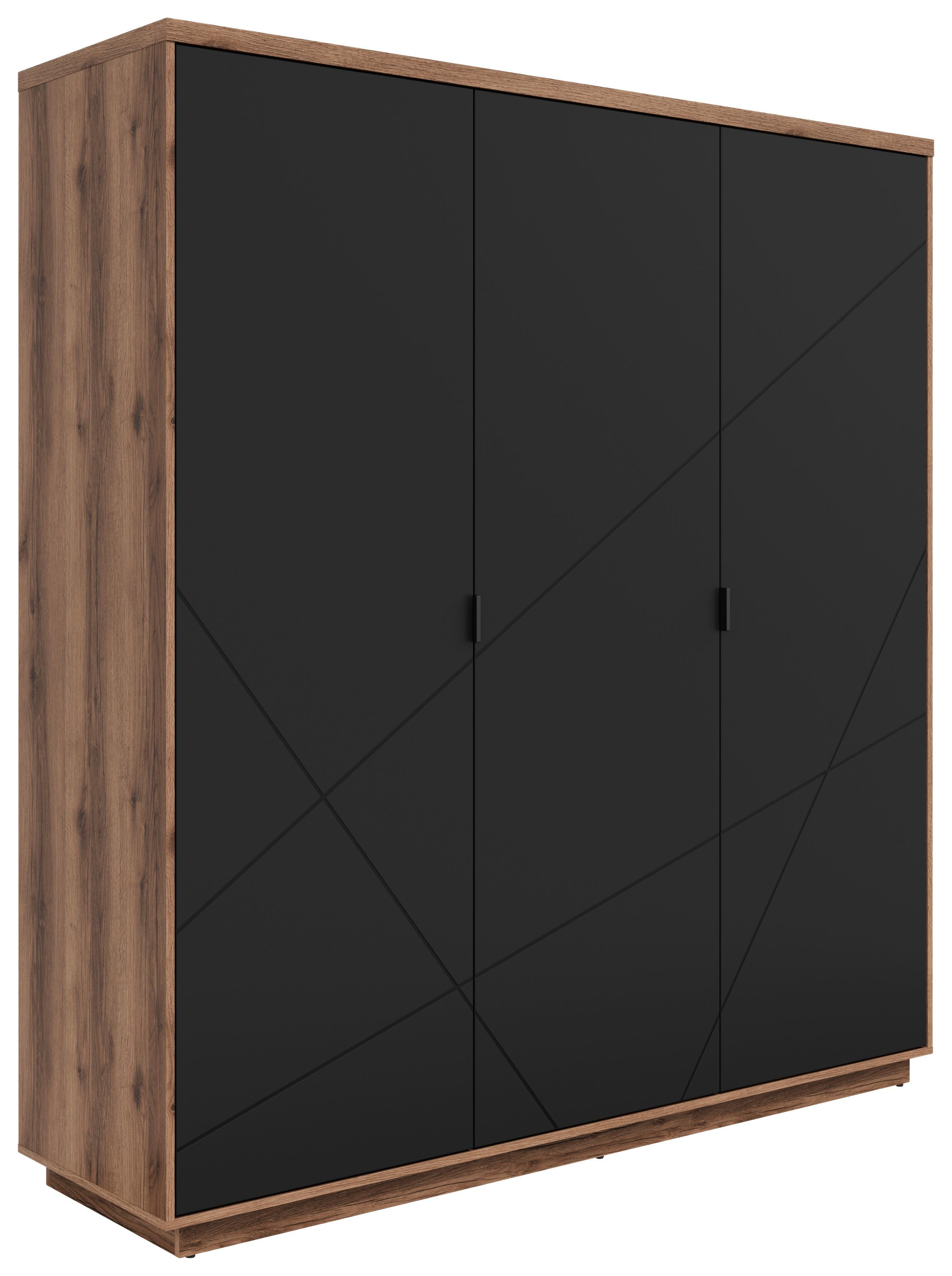 Ormar S Klasičnim Vratima Forn - boje hrasta/crna, Moderno, drvni materijal/metal (180/200,5/56,5cm) - Modern Living